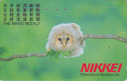 Télécarte Japon - Oiseau HIBOU CHOUETTE / NIKKEI  - OWL Bird Japan Phonecard - EULE Telefonkarte - 3596 - Owls