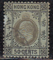 50c Used Edward, Hong Kong  1904,  Multi Crown, As Scan, (Slight Paper Thin Condition) - Gebraucht