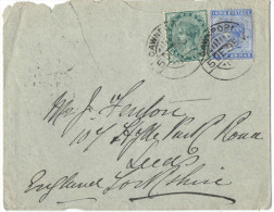 BRITISH INDIA - 1895 - ENVELOPPE - Cover - Half Annas + Two Annas - Viaggiata Da Cawnpore Per Leeds, England - 1882-1901 Impero