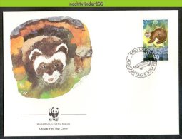 Nbj083fbm WWF FAUNA ZOOGDIEREN BUNZING MAMMALS EUROPEAN POLECAT LIECHTENSTEIN 1989 FDC - FDC