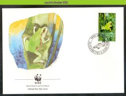 Nbj083fbf WWF FAUNA AMFIBIE KIKKERS AMPHIBIAN FROGS FRÖSCHE RANA LIECHTENSTEIN 1989 FDC - FDC