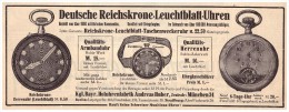 Original Werbung - 1916 - Reichskrone - Leuchtblattuhren , Uhr , Uhren , Fabrik A. Huber In München !!! - Taschenuhren