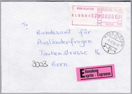 Schweiz Automatenmarken 1994-09-01 Kloten Chf 8,80 Auf Expresbrief Nach Bern - Timbres D'automates