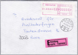 Schweiz Automatenmarken 1994-09-01 Kloten Chf 8,80 Auf Expresbrief Nach Bern - Automatic Stamps