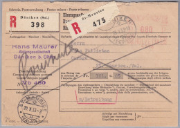 Schweiz Firmenfreistempel 1953-10-28 Däniken  "P080P #4578"  R-Brief Däniken Und Zurück R St Maurice - Frankiermaschinen (FraMA)