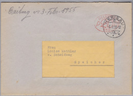 Schweiz Firmenfreistempel 1955-02-03 Herisau "P20P #358" Brief Nach Speicher - Affranchissements Mécaniques