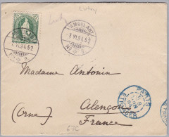 Heimat VD LUTRY Bahnwagenvermerk 1894-06-07 Ambulant N8 L52 Brief Nach Alençon Zu#67C - Chemins De Fer
