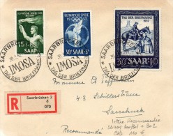 LOT 626 - SARRE LETTRE RECOMMANDEE N°301/303  J.O D'HELSINKI - CHEVAL - Lettres & Documents