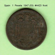 SPAIN  1  PESETA   1947 (53)  (KM # 775) - 1 Peseta