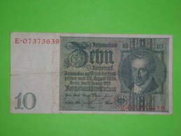 Germany,10 Reichsmark,Weimar Republic,banknote,paper Money,bill,geld,vintage - 10 Mark