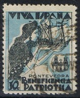 Sello Beneficencia PONTEVEDRA, 10 Cts, Variedad Color Desplazado, Guerra Civil º - Viñetas De La Guerra Civil