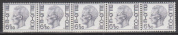 Belgique N° R58 *** S.M. Le Roi Baudouin - Bande De Cinq Avec Numéro - 1976 - Coil Stamps
