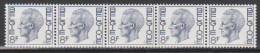 Belgique N° R66 *** S.M. Le Roi Baudouin - Bande De Cinq Avec Numéro - 1978 - Coil Stamps