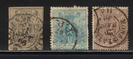 BELGIQUE N° 22 , 24 & 25 Obl. Tous Avec Petit Défaut - 1866-1867 Coat Of Arms
