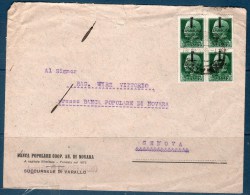 RSI 1944 -- Storia Postale --affrancata Con Quartina Da 25cent.varietà - Marcophilia