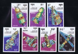 1990  Journée De L'espace  - Divers Satellites Artificiels Et Vaisseaux Spatiaux - Série Complète ** - Cambogia