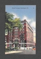 BURLINGTON - VERMONT - HOTEL VERMONT ON MAIN STREET - NICE CARS - LINEN CARD - PUB. BY RIVERSIDE PAPER - Burlington