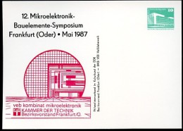 DDR PP18 C2/005 Privat-Postkarte MIKROELEKTRONIK BAUELEMENTE Frankfurt 1987 NGK 3,00 € - Informatica