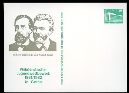 DDR PP18 C2/007 Privat-Postkarte WILHELM LIEBKNECHT + AUGUST BEBEL Gotha 1982  NGK 3,00 € - Private Postcards - Mint