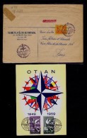 Sp3127 PORTUGAL OTAN NATO 1954 North Atlantic 5th Anniv Cover Ships Boats Maximum Cards E191 - OTAN