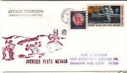 SPACE -  USA - 1971 - APOLLO 14 COVER  WITH JACKASS FLATS  POSTMARK - Etats-Unis