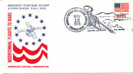 SPACE - USA- 1976 - BICENTEANIAL MARS FLIGHT COVER  CHICAGO EXPO  POSTMARK - Etats-Unis