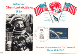 SPACE -  USA - 1962 - JOHN GLENN  SPECIACARDWITH ARMY & AIR FOCRE  APO   POSTMARK - United States