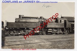 CONFLANS En JARNISY-Gare-Locomotive Francaise-Train-Carte Photo Allemande-Guerre14-18-1WK-Militaria-Frankreich-France-54 - Briey