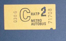 RATP METRO AUTOBUS  - PARIS - TICKET - POINCONNAGE MANUEL - C - Europe