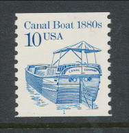 USA 1987 Scott 2257,Canal Boat 1880s, P#1, Large Block Tagging, Dull Gum, MNH ** - Coils (Plate Numbers)