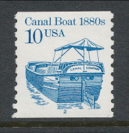 USA 1987 Scott 2257b, Canal Boat 1880s, P# 2, Overall Tagging, Shiny Gum,  MNH ** - Roulettes (Numéros De Planches)
