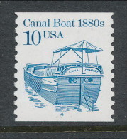 USA 1987 Scott 2257b, Canal Boat 1880s, P# 4, Overall Tagging, Shiny Gum,  MNH ** - Rollenmarken (Plattennummern)
