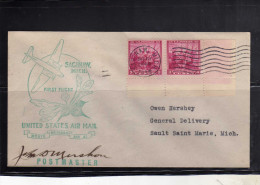 UNITED STATES STATI UNITI USA 20 JUL 1938 SAGINAW MICH AM 41 FIRST FLIGHT  FDC - 1851-1940