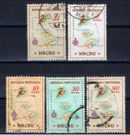 P+ Macau 1956 Mi 406-07 409-10 412 Landkarte - Oblitérés