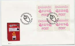 DENMARK 1990 First ATM Issue, Four Values On FDC.  Michel 1 - Machine Labels [ATM]