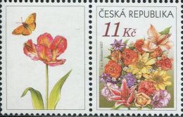 CZ2027 Czech Republic 2007 Flowers And Butterflies 1v+labal MNH - Neufs