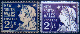 NEW SOUTH WALES 1897-99 2.5d Queen Victoria 2 Shades USED Scott104,100 CV$6.50 - Gebruikt