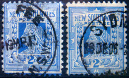 NEW SOUTH WALES 1905 2d Queen Victoria USED 2 Stamps WATERMARK : 12 - Oblitérés