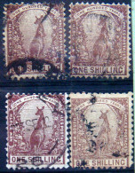 NEW SOUTH WALES 1888 1sh Kangaroo USED 4 Stamps SCOTT82 CV$20 - Oblitérés