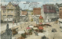 ALLEMAGNE MAYENCE  MAINZ PLACE DU MARCHE MARKPLATZ  TRAMWAY  ECRITE 1920 - Mayen