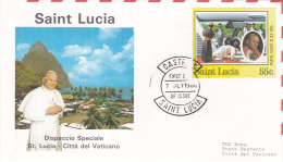 Vatican City 1986 Pope Visit Colombia, Santa Lucia-Vatican City Flight Cover - Briefe U. Dokumente