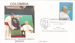 Vatican City 1986 Pope Visit Colombia,Bogota 2nd July, Souvenir Cover - Covers & Documents