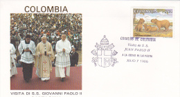 Vatican City 1986 Pope Visit Colombia,Cartagena, Souvenir Cover - Briefe U. Dokumente