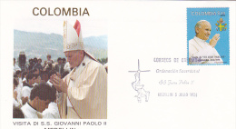 Vatican City 1986 Pope Visit Colombia,Medellin, Souvenir Cover - Covers & Documents