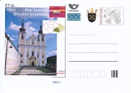 Czech Rep. / Postal Stat. (Pre2011/24) Night Of Churches 2011, Diocese Of Brno (monastery New Kingdom) - Postcards