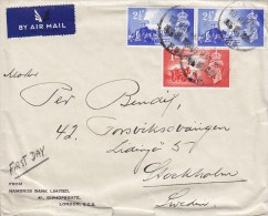 Great Britain By Airmail Label HAMBROS BANK, LONDON 1948 Ersttags Brief FDC Cover To STOCKHOLM Sweden - ....-1951 Pre-Elizabeth II