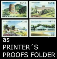NEVIS 1984 Palm Trees Houses Tourism PROOFS:4 Mounted In Folders:4    [épreuve Prueba Druckprobe Prova Proeven] - Hôtellerie - Horeca