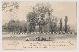 CPA Suisse Au Camp Le Repos Militaires Suisses Soldats Oblitération Colombier Neuchâtel 1901 Tentes Soldat Militaire - Colombier