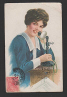 Brazil Brasil 1920 Picture Postcard Telefone Lady To Portugal - Storia Postale