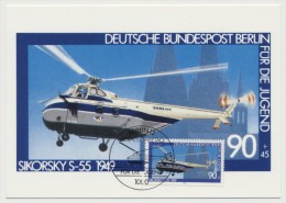 ALLEMAGNE BERLIN => 4 Cartes Maxi Sikorsky 1949 / VicKers Viscount 1950 /Fokker F27 1957 /Caravelle 1955 / - Flugzeuge